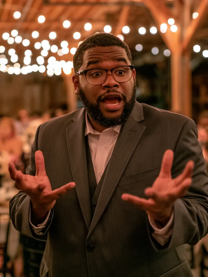 Guest reacting during the evening party